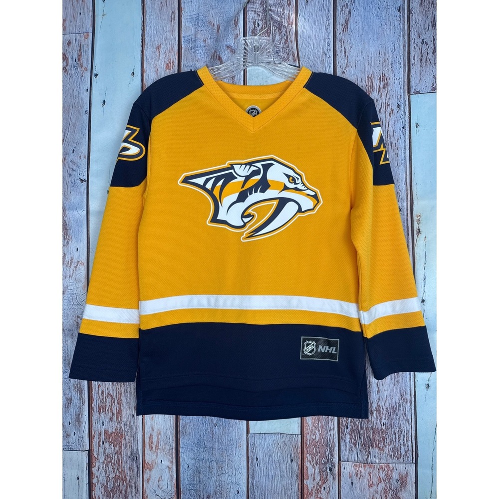NHL Nashville Predators PK Subban 76 Youth Jersey Gold Navy Blue Size M 8-10